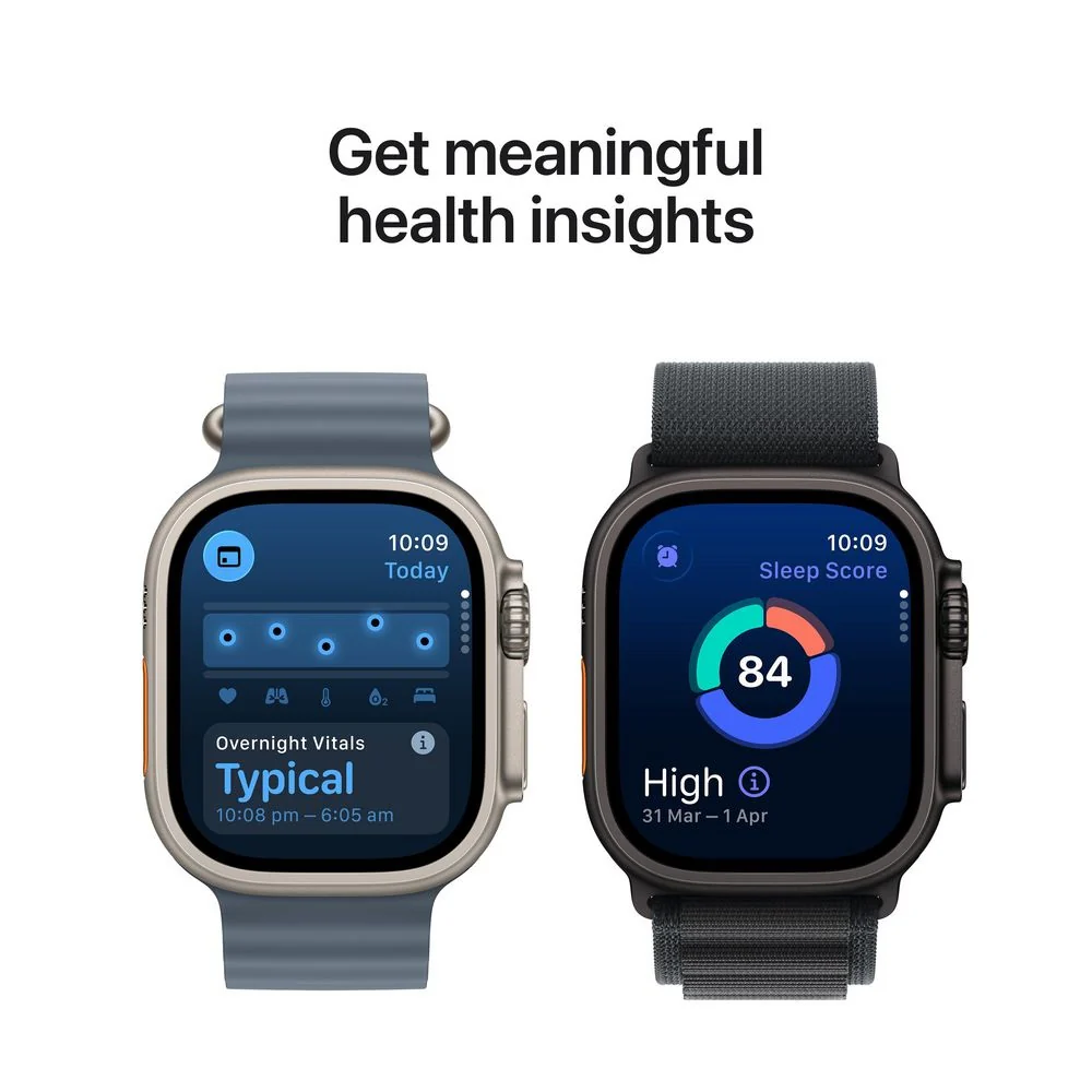 Apple Watch Ultra 3 49mm Cellular Natural Titanium Case with Anchor Blue Ocean Band - Image 3