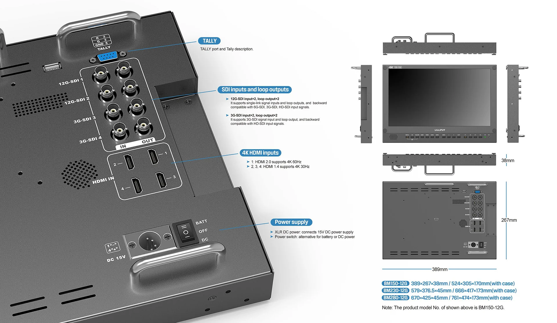 Lilliput BM230-12G - 23" 4K HDMI 2.0 / 12G-SDI monitor - Image 3