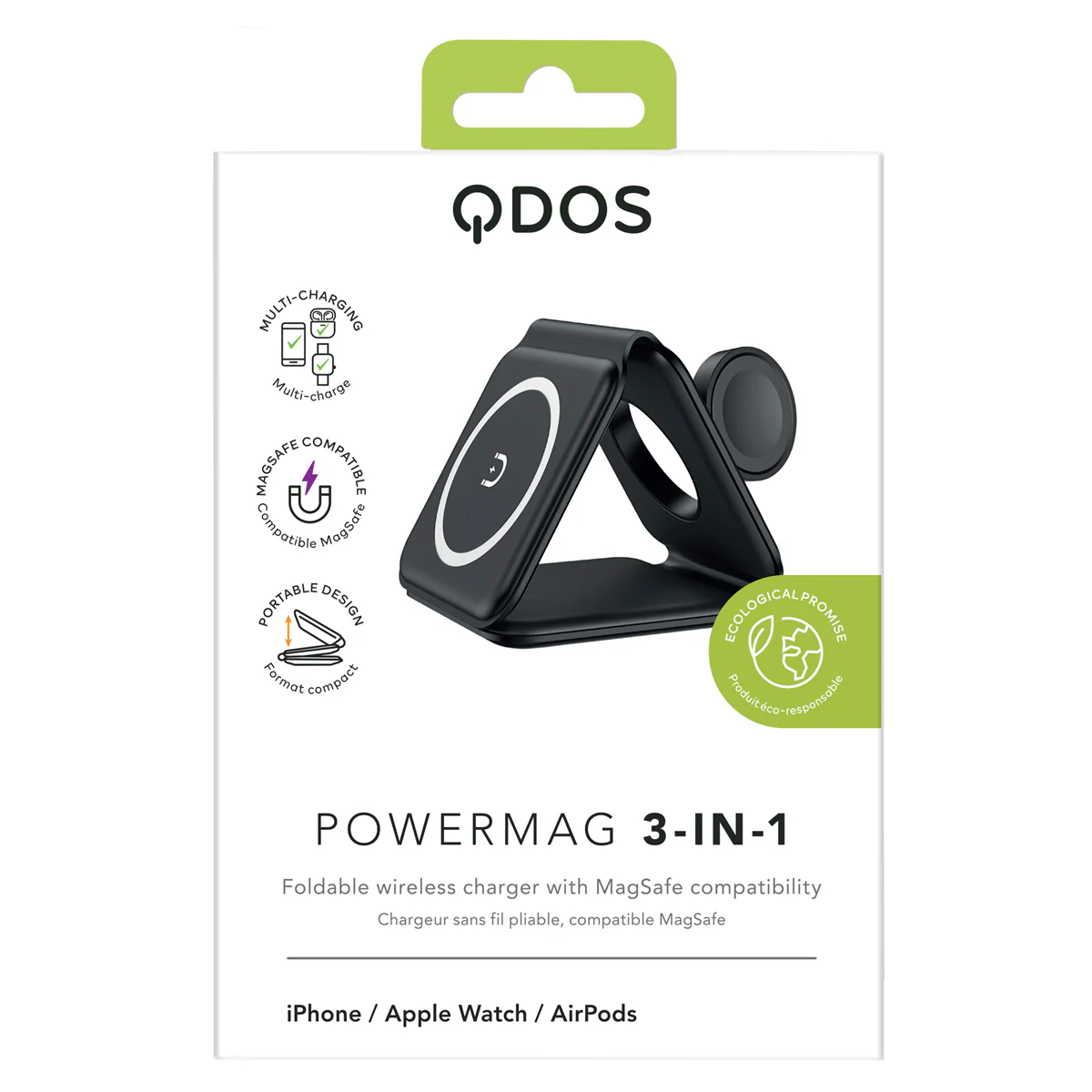 QDOS POWERMAG 3-in-1 Wireless Charger - Black - Image 3