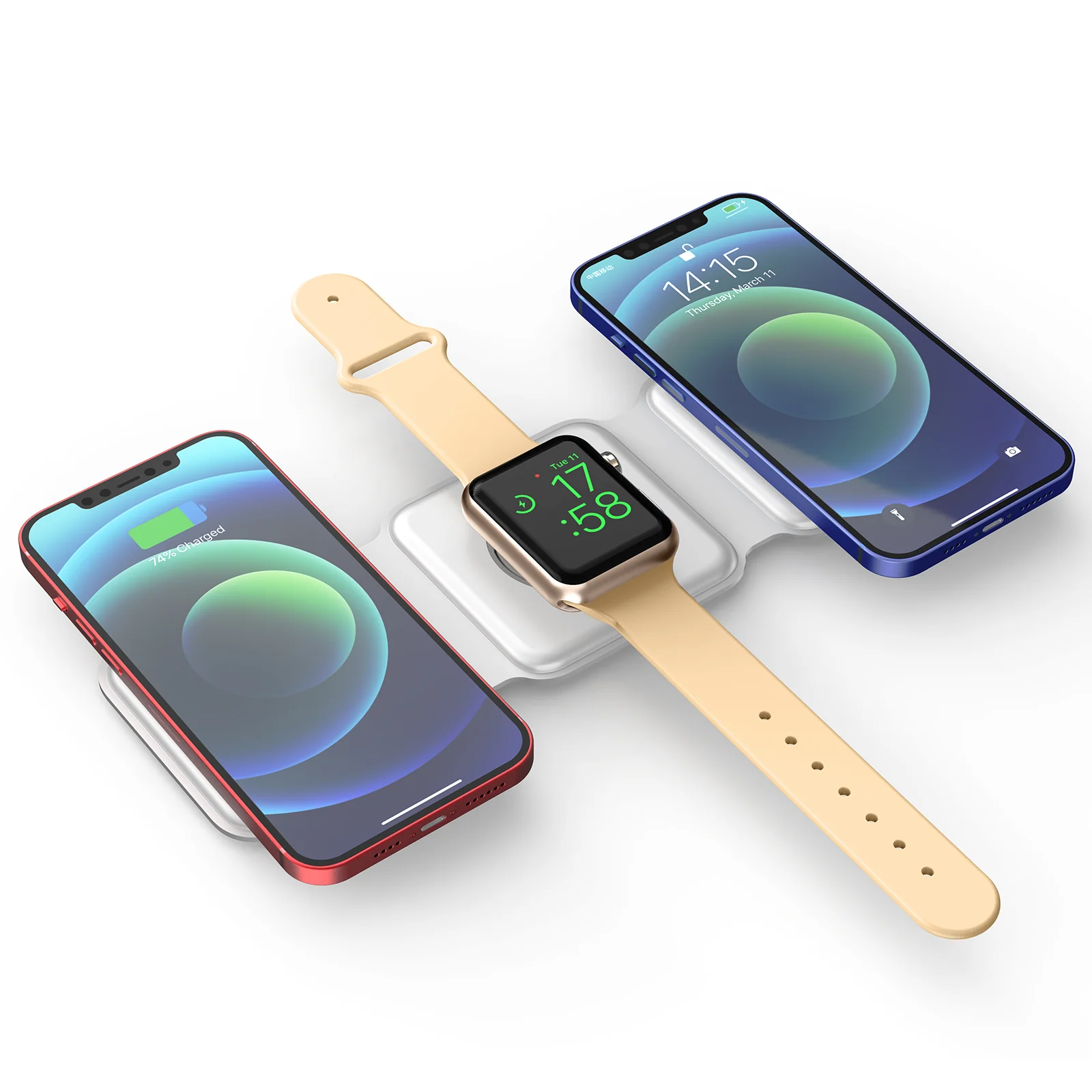 QDOS POWERMAG 3-in-1 Wireless Charger - White - Image 3