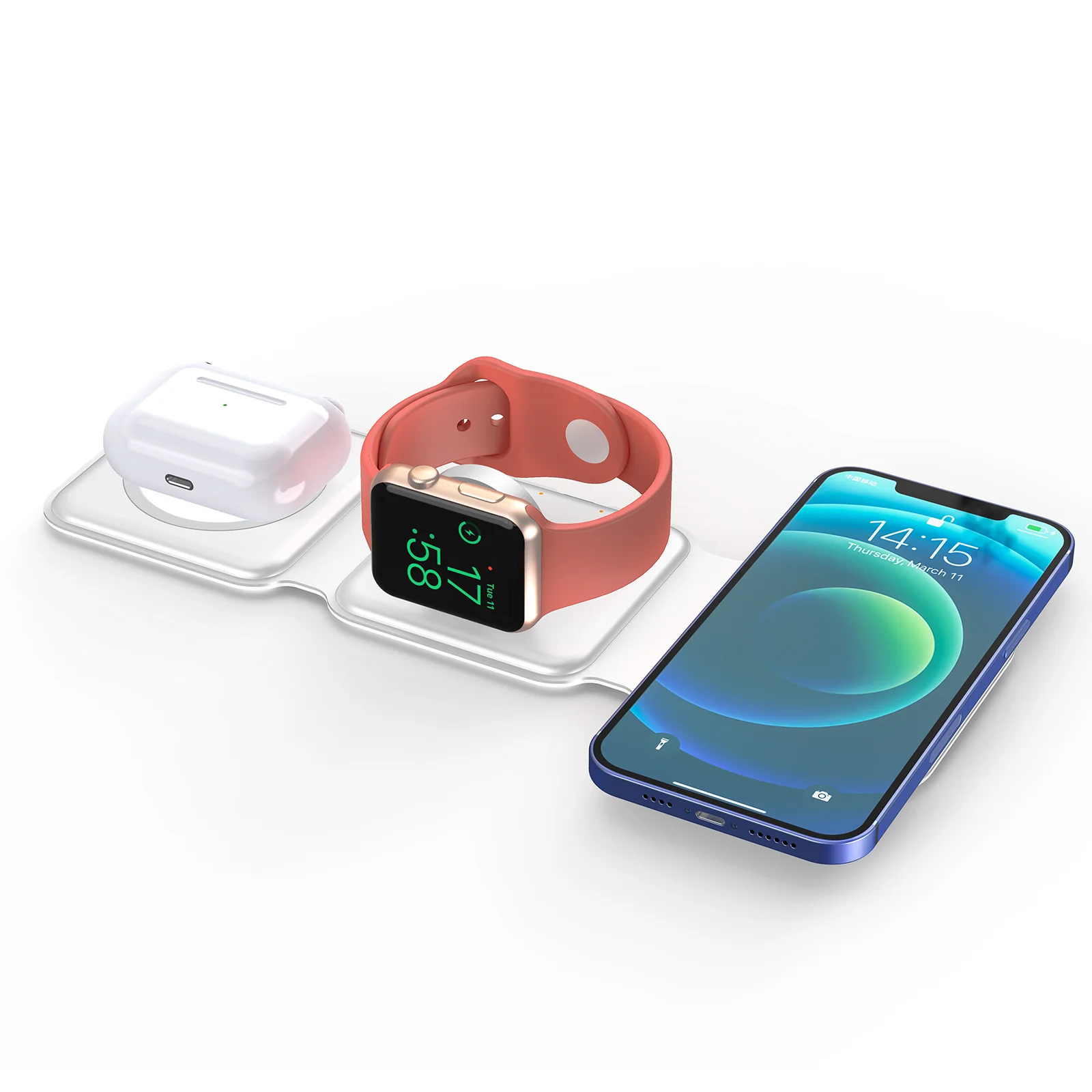 QDOS POWERMAG 3-in-1 Wireless Charger - White - Image 4