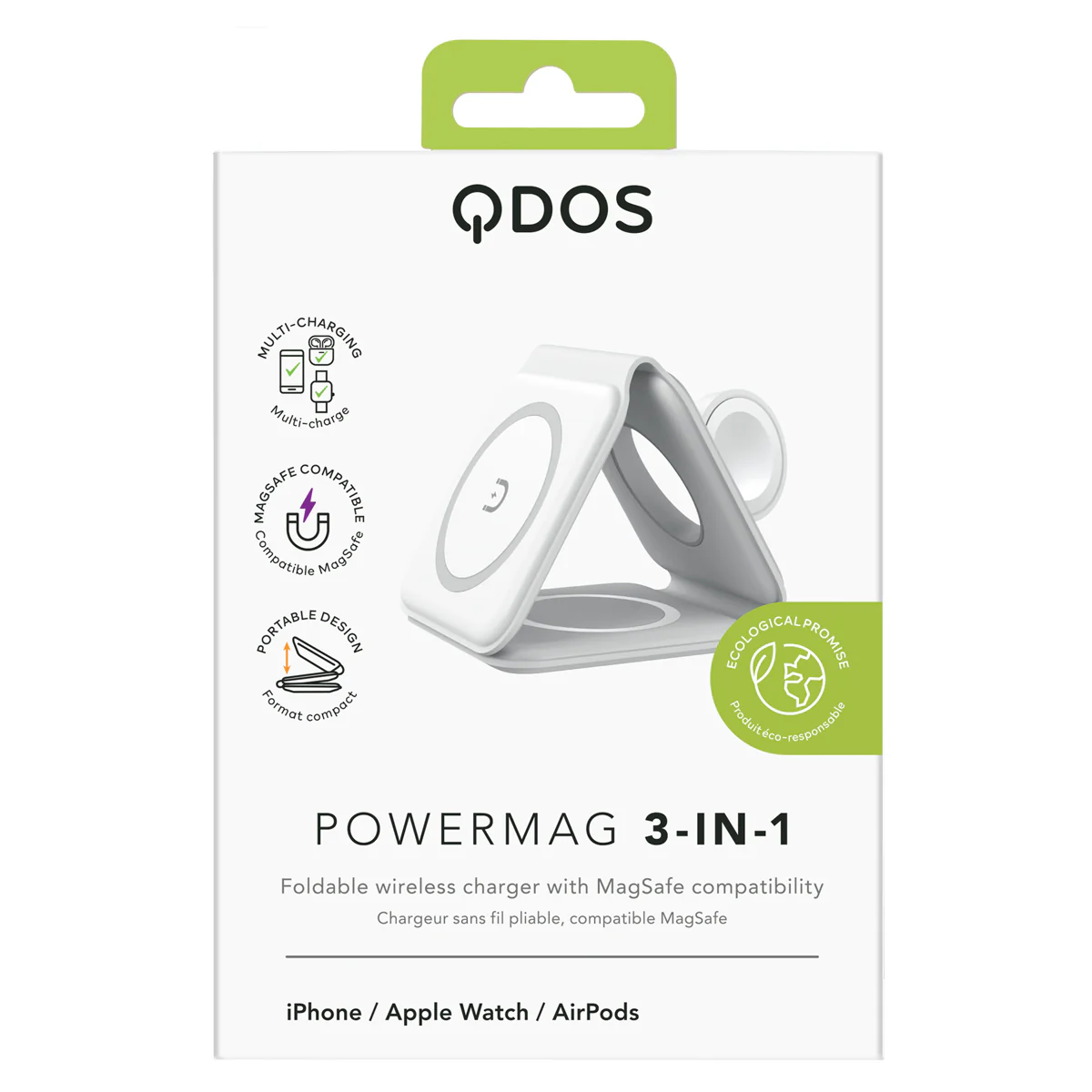 QDOS POWERMAG 3-in-1 Wireless Charger - White - Image 5