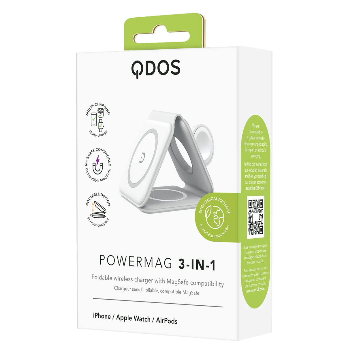 QDOS POWERMAG 3-in-1 Wireless Charger - White - Image 6