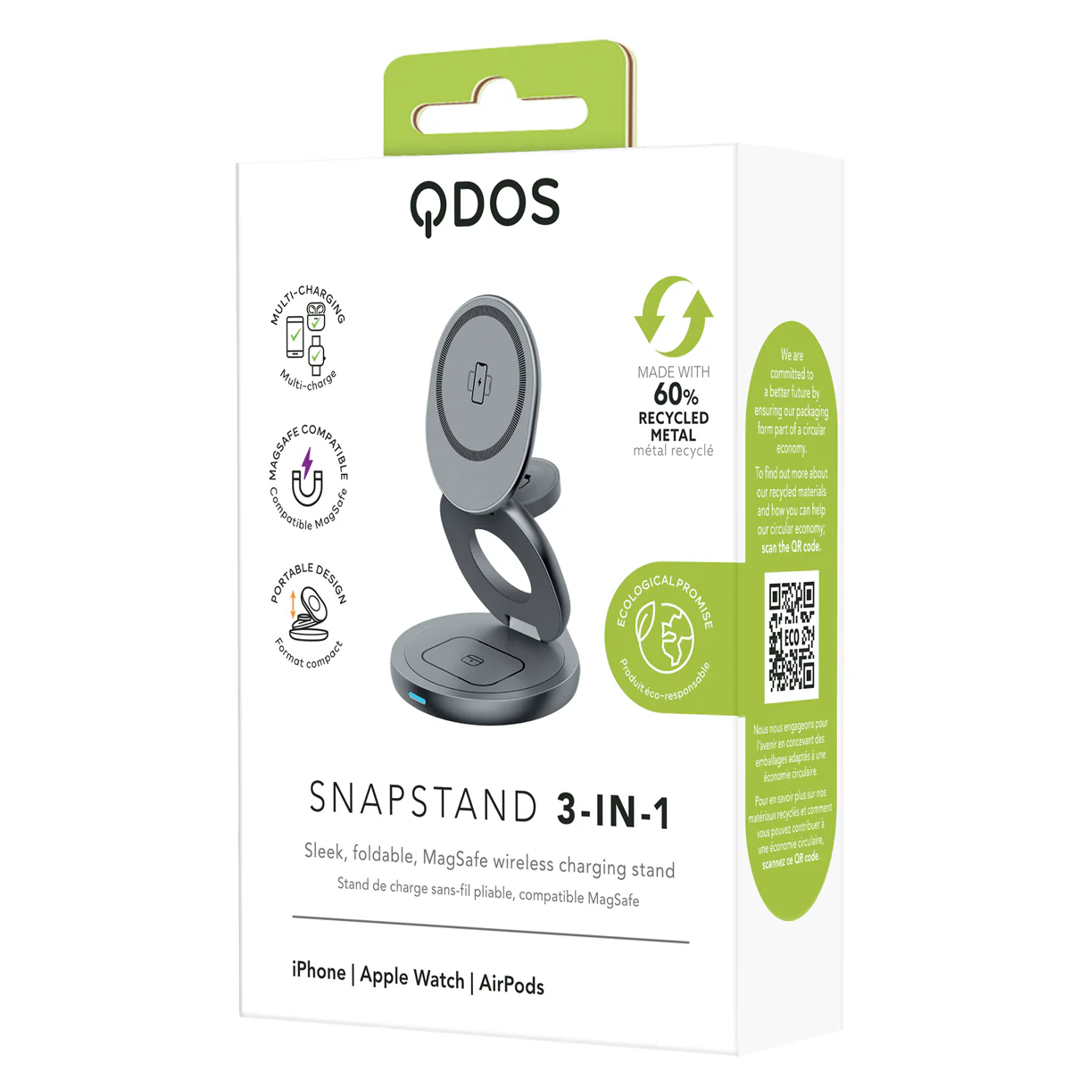 QDOS SnapStand 3-in-1 Wireless Charger - Space Grey - Image 5